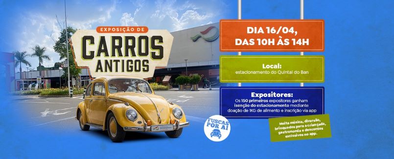 Parque das Bandeiras promove encontro de carros antigos no estacionamento do Quintal do Ban neste domingo