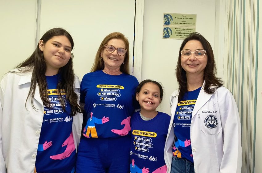 Equipe de psicopedagogas e paciente do Hospital Sobrapar
